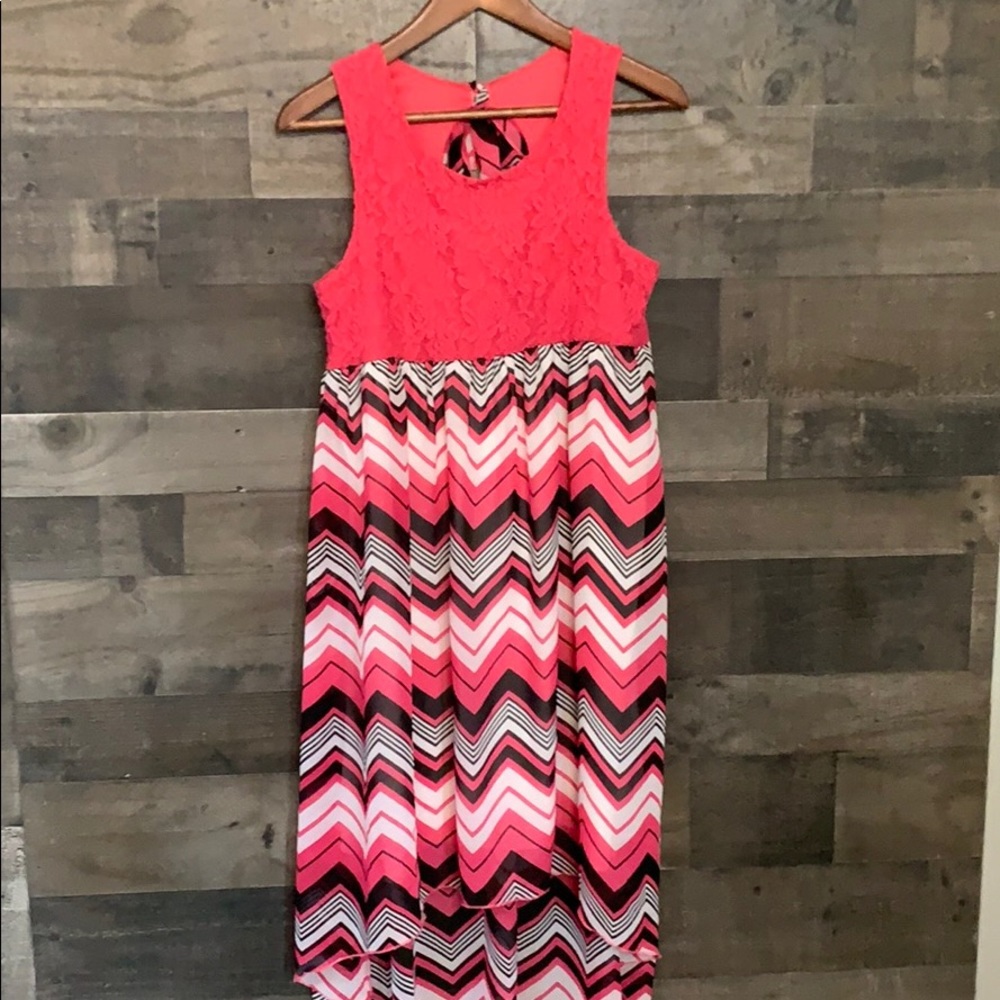 Pink Top With Pink Black and White Chevron Pinky Dress